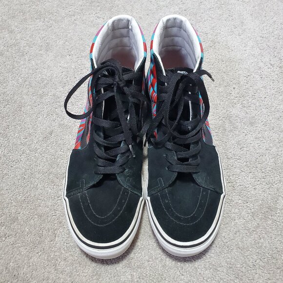 VANS Sk8-Hi Retro Mart Sneakers Hi-Top Leather Suede Lace Up Black Red W11 M9.5 - Picture 2 of 10